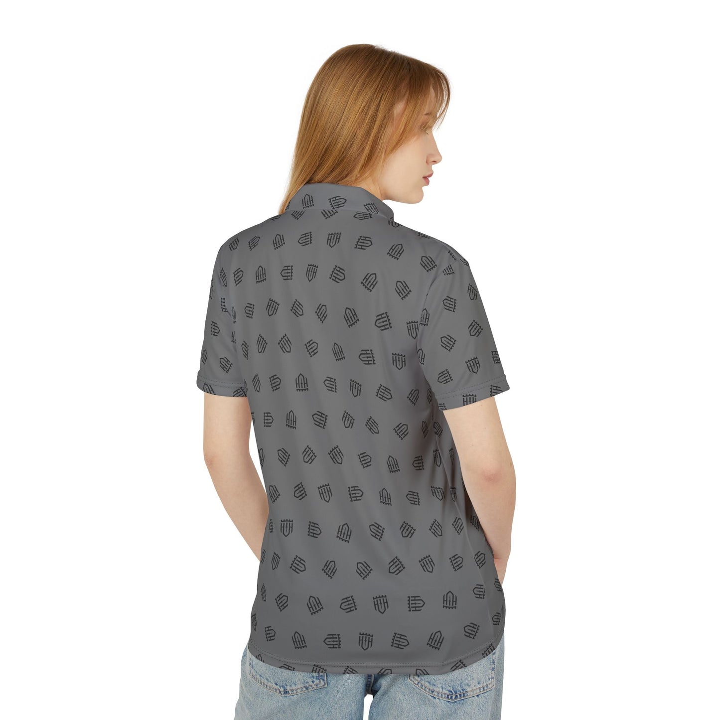 The Guardian Performance Polo | Steel Gray Signature Shield Monogram