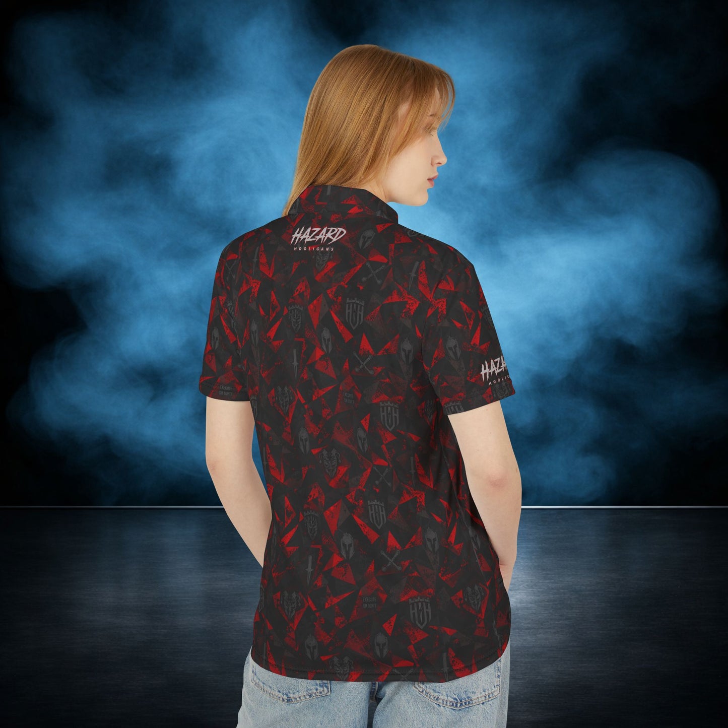Redline — Red/Black Camo Performance Polo