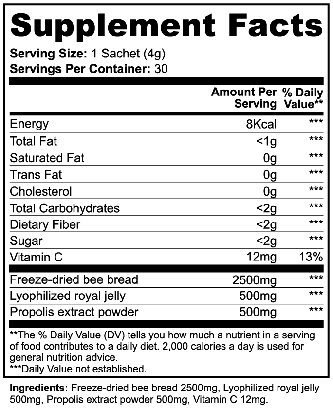 Bee Bread Powder — Royal Jelly + Propolis Blend