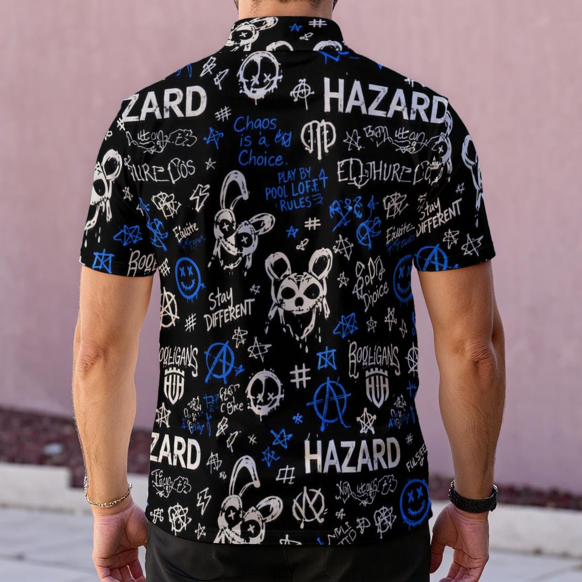 Lights Out — Blackout Hazard Graffiti Performance Polo