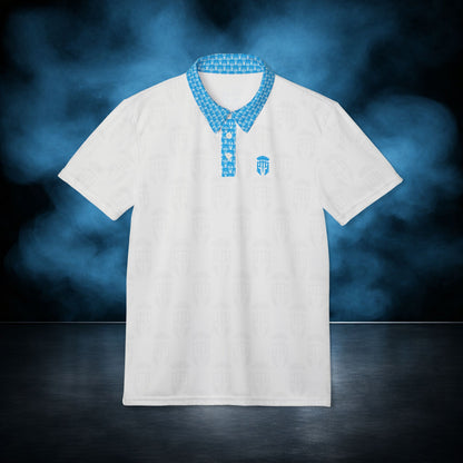 Valor — White/Blue Spartan Performance Polo