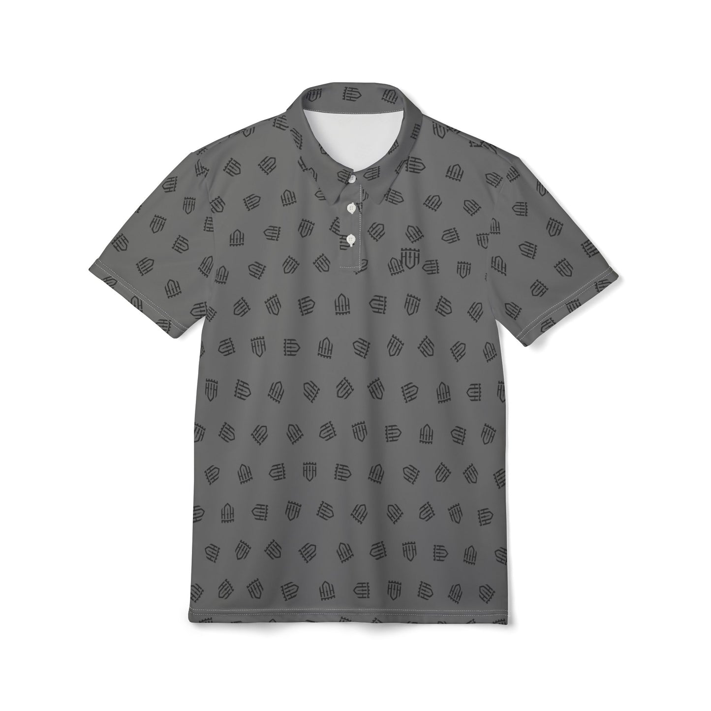 The Guardian Performance Polo | Steel Gray Signature Shield Monogram