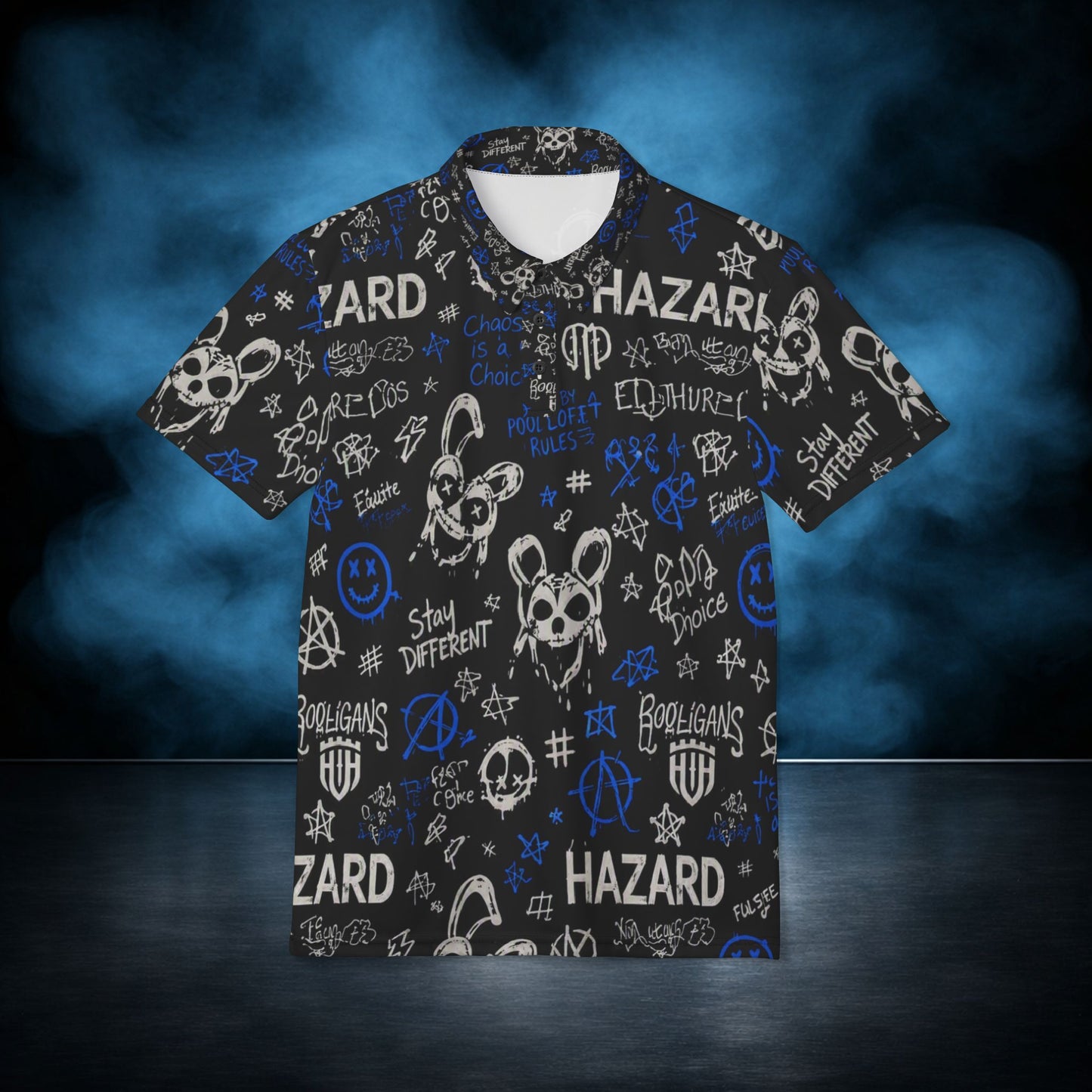 Lights Out — Blackout Hazard Graffiti Performance Polo