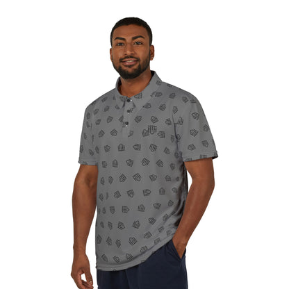 The Guardian Performance Polo | Steel Gray Signature Shield Monogram