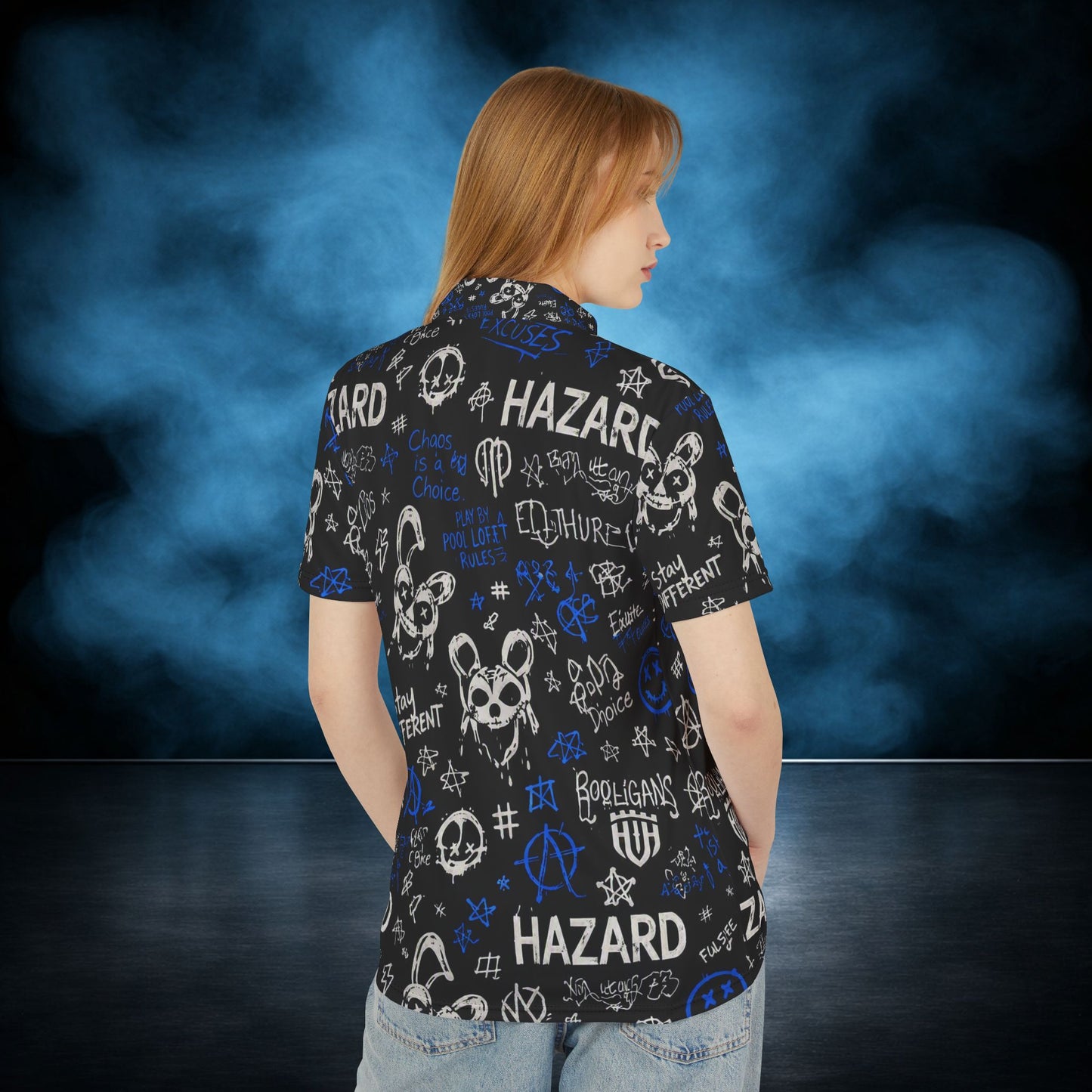 Lights Out — Blackout Hazard Graffiti Performance Polo