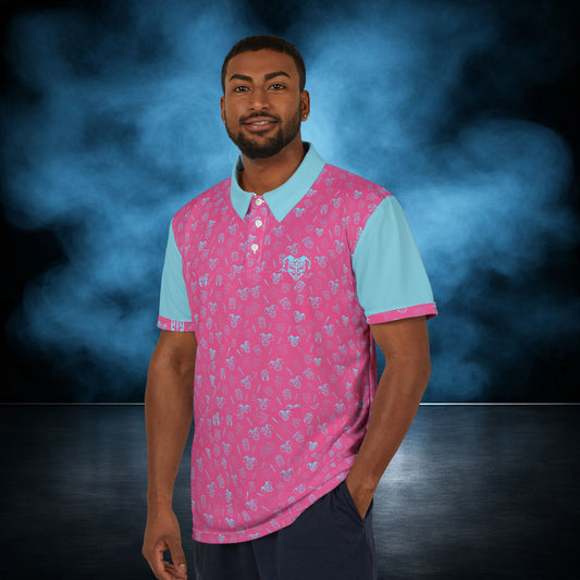 Troublemaker — Pink/Blue Jester Performance Polo