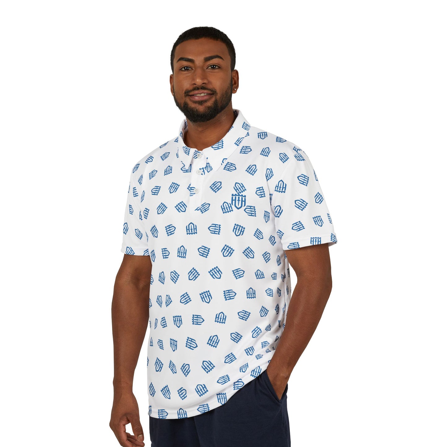 The Guardian Performance Polo | Arctic White Signature Shield Monogram