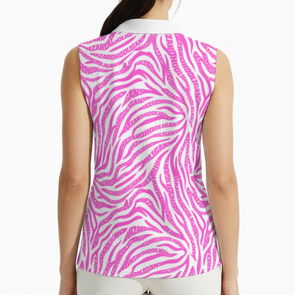 Untamed - Women's Zebra Print Sleeveless Polo