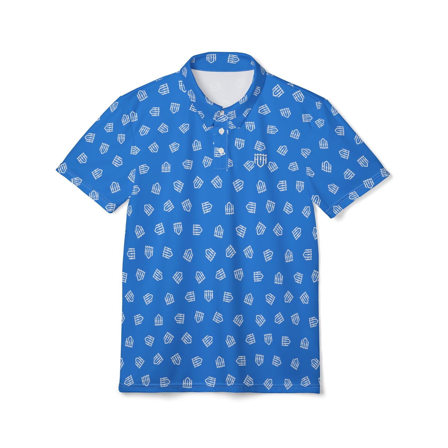 The Guardian Performance Polo | Cobalt Blue Signature Shield Monogram