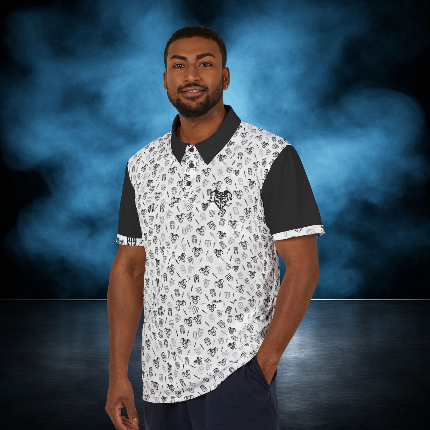 Wildcard — White/Black Jester Performance Polo