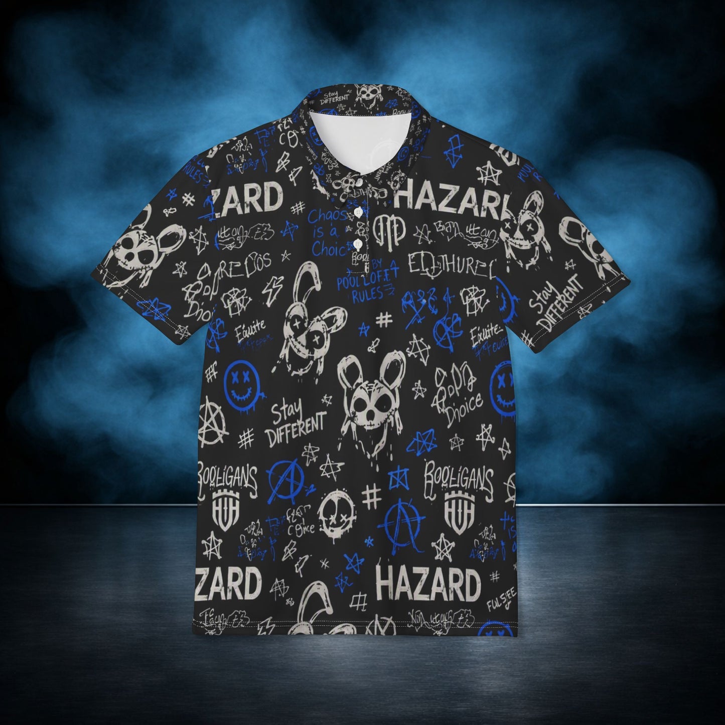Lights Out — Blackout Hazard Graffiti Performance Polo